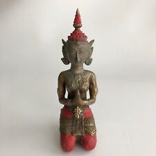 VTG Antique Brass Copper Thai Asian kneeling Meditating Goddess Figurine picture