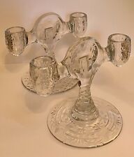 Hawkes Etched Crystal Glass 2 Arm Candle Holder picture