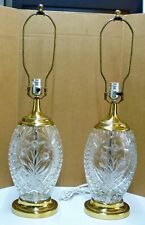 Exquisite Pair of Ornate, Vintage Floral Design Dresden Lead Crystal Table Lamps picture