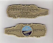USS Gerald Ford Navy Ship FIGURAL SHIP-SHAPED Challenge Coin CVN 78  picture