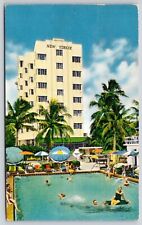 Hotel New Yorker Miami Beach Florida Birds Eye View Tropical Palms PM Postcard picture