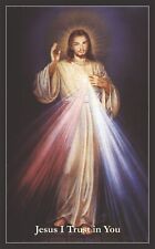 Divine Mercy LAMINATED Prayer Card, Jesus I Trust in You, 3x5 inches, 3 pack picture