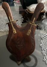 Vintage Handcarved Made In India 2 Knivesand Wooden Sheath picture
