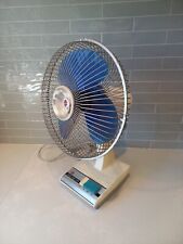 Vintage Retro Hoover Oscillating Electric Fan Blue & White 70s 80s Tested Works picture