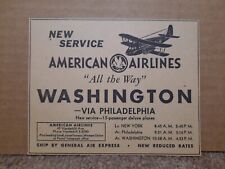 1934 American Airlines AA Newspaper Ad Aviation Airplane Washington picture