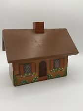 Recipe Box Vintage Hand painted Wood Cottage. picture