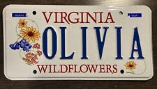 Personalized Vanity Virginia DMV License plate Wildflower OLIVA Va Tag Sign Va. picture