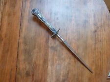 Antique Sterling Silver Handled Meat Skewer with Guard 13” Indented blade picture