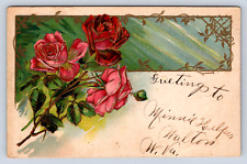 Vintage Postcard Floral Greeting 1910 Posted picture