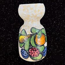 Vintage Italian Art Pottery Vase Hand Painted Painted Fruit Textured Glaze Italy picture