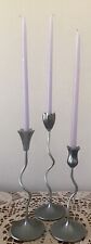 PartyLite set of 3 slim flower shaped metal candle holders - new, never used. picture