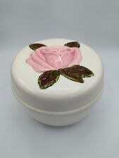 Vintage Hand Painted Trinket Box Mold Ceramic Floral Pink Rose Cottage Core picture