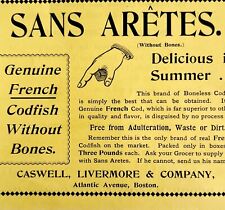 Sans Aretes French Cod Fish 1894 Advertisement Victorian Caswell Summer ADBN1g picture