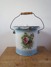 Vintage French Enamelware bucket Japy enamel pansies picture