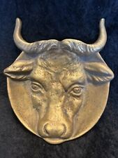 Vintage Solid Brass Bull/Longhorn Trinket Dish Canada Great Detail. picture