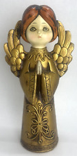 Vintage Mid Century Christmas Holiday Angel Praying Hands Gold Brunette Hair picture