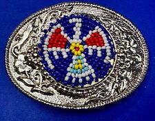 Native American Indian Artisan Beaded Style Thunderbird Centerpiece Belt Buckle picture