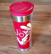 2008 Rare Starbucks Travel Tumbler Mug Holiday Joy Dove, Color:Red 16oz picture