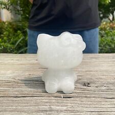 1.4LB 3.7''Natural Clear Quartz Hello Kitty Crystal Reiki Carving Healing Decor picture