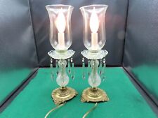 VINTAGE PAIR HURRICANE ELECTRIC LAMPS BRASS BASE picture