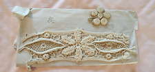 ANTIQUE HAND MADE FRANCE 2PC IVORY CREAM FLORAL LACE SEWING SAMPLER PIECE picture