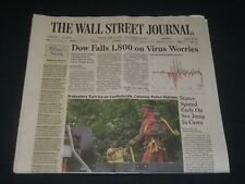 2020 JUNE THE WALL STREET JOURNAL NEWSPAPER - DOWN FALLS 1,800 ON VIRUS WORRIES picture