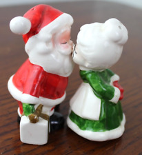 NORCREST Kissing Santa & Mrs. Claus Vintage Ceramic Salt & Pepper Shakers Japan picture