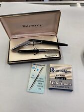 Waterman C/F Fountain Pen And Pencil Set Clean Working Set org box engraved picture