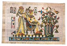 Rare Egyptian papyrus Handmade- King Tut and his wife in the boat-8x12” picture