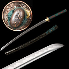 Polished  Damascus Steel Japanese Samurai Katana Sword Full Tang Sharp Blade picture