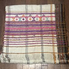 Vintage Boho Western Woven Pink Purple Beige Colorful Table Cloth Panels 47x96 picture