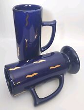 Vintage Caffe D'Oro Cobalt Blue Espresso Cups With Gold Accents picture
