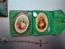 VINTAGE ANTIQUE CATHOLIC POCKET SHRINE/ROSARY with cases  LOOK picture