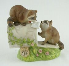 Vintage 1987 Homeco Masterpiece Porcelain Collection Raccoon on Mailbox Figurine picture