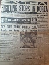 Newspapers- EXTRA, FIGHTING STOPS IN KOREA,  YANKS DIE UP TO FINAL HOUR  picture