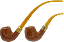 RATTRAY'S THE BAGPIPER LIGHT SMOOT YELLOW 9 MM CHURCHWARDEN BRIAR PIPE w 2 STEMS picture