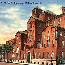 Vintage Wilkes-Barre, PA Linen Postcard YMCA Building Pennsylvania Posted 1957 picture
