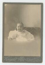 Antique Circa 1880s Cabinet Card Adorable Smiling Baby Knight New Britain, CT picture
