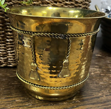 New Solid Brass Hammered Rope & Tassel Planter or Pot 7