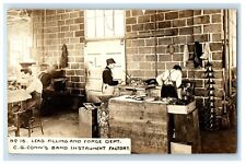 c1910's Lead Filling Forge Dept. Band Instrument Factory IN RPPC Photo Postcard picture