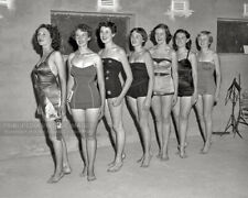 Vintage 1954 Photo - Seven Young Women Beauty Contestants in Bathing Suits  picture