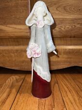 Vtg Paule Lefebure Quebec Porcelain Figurine Faceless Lady in Hood w/Flowers picture