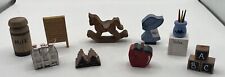 Lot Of 9 Vintage Wooden Hand Painted Miniatures picture
