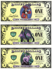 Scarce Set of 2013 Villains Disney Dollars,  One Year Only Designs picture