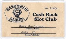 Mark Twain Casino - Virginia City, NV - Rare Laminated Cash Back Slot Club Card picture