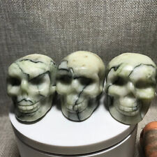 1pcs Green network Picasso Jasper Hand Carved Crystal Skull, Realistic, Healing picture