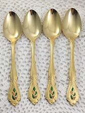 HOLLY Yuletide Unknown Manufacturer Holly Berry Christmas Gold 4 Teaspoons picture