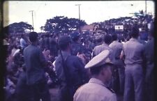 SOLDIERS GATHERING IN SINGAPORE,1970'S.VTG EKTACHROME 35 MM PHOTO SLIDE*H16 picture