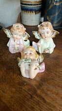 Set of 3 Thames Japan Angel Bust Figurine Bisque Porcelain Hand Painted picture