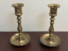 Set Of Two Vintage Solid Brass Candlestick Holder Pair Made In Portugal 6” picture